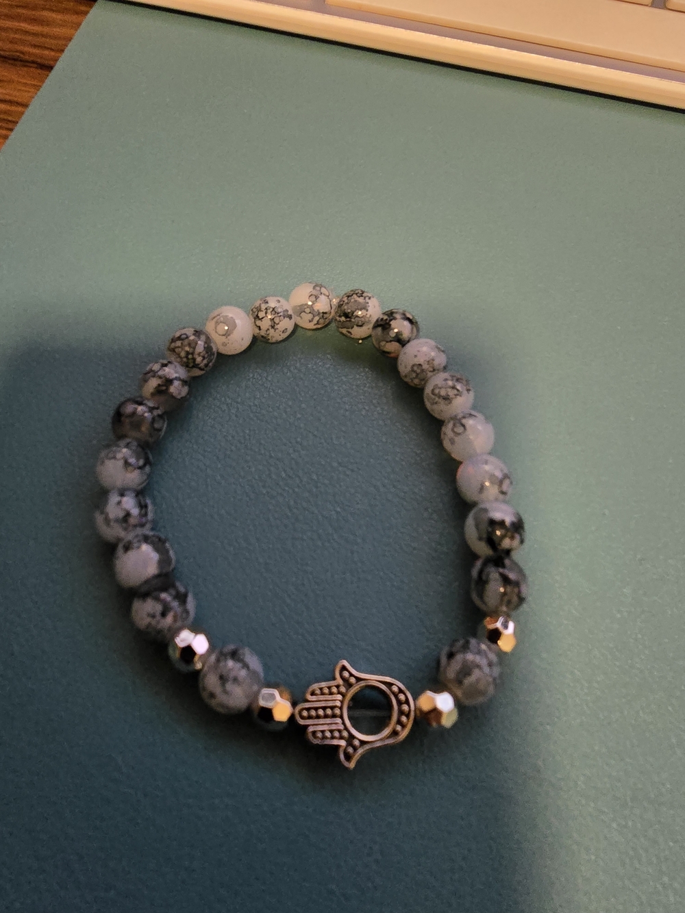 Handmade Black And Grey HAMSA Bracelet